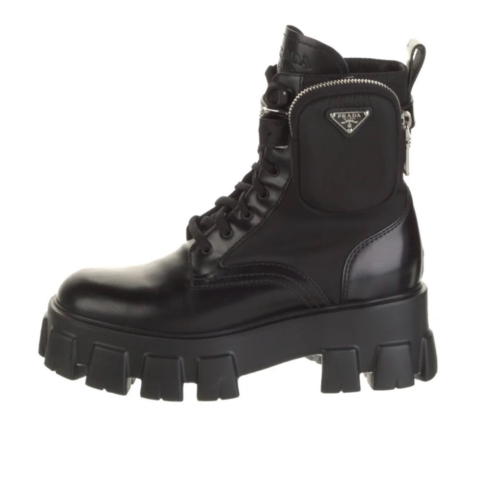 Prada leather and Re-Nylon boots with pouch 1 day sale!!